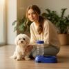 Automatic Pet Water Dispenser, 350 mL, with Integrated Food Bowl, for Small Dogs, Cats & Rabbits view 3