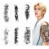 Fake Arm, Chest & Shoulder Tattoo Stickers, 6 Sheets of Tiny Black Temporary Tattoos, Waterproof Half-Sleeve Designs for Men and Women view 2