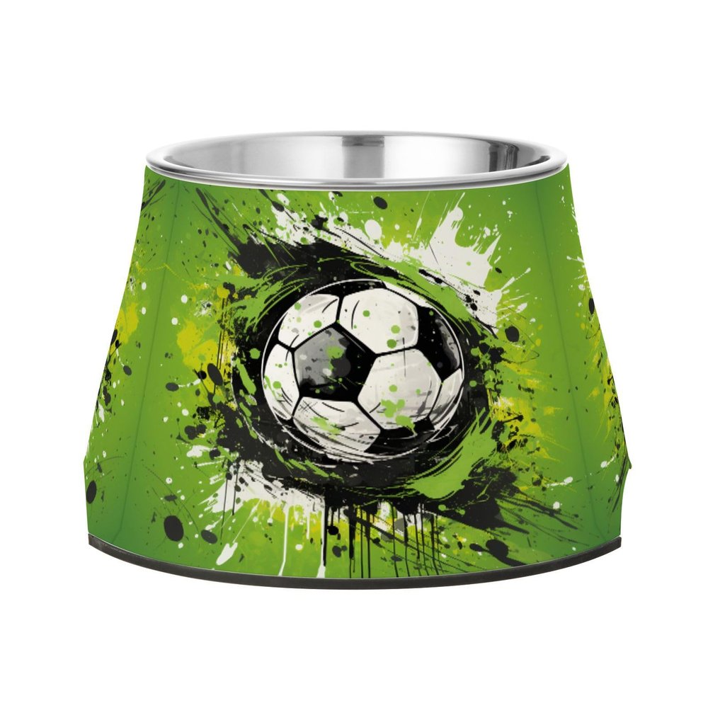 Doodle Cartoon Football Non-Slip Stackable Stainless Steel Food and Water Bowls for Dogs and Puppies