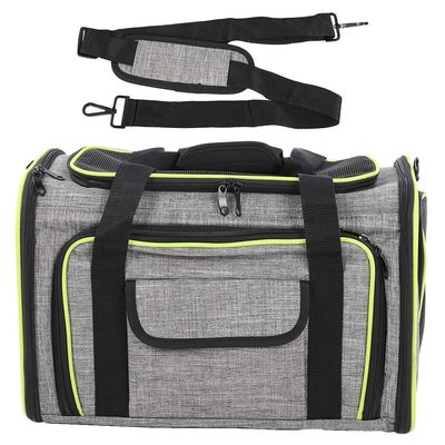 Portable Foldable Pet Travel Carrier with Expandable Side, Plush Pad and Safety Leash for Small Dogs and Cats