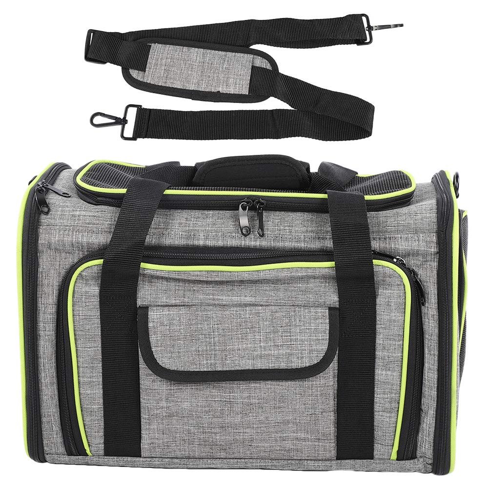 Portable Foldable Pet Travel Carrier with Expandable Side, Plush Pad and Safety Leash for Small Dogs and Cats