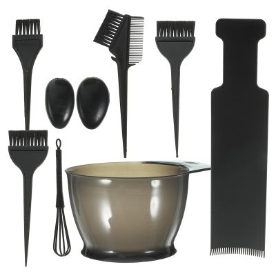 RUNROTOO Plastic Hair Dye Bowl and Brush Set with Stiff Comb-Bristle Design, 1 Set, Random Style