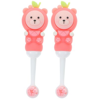 PAMINGONO 2-Pack Cute Bear Children's Toothbrushes with Soft Bristles and Ergonomic Silicone Handles