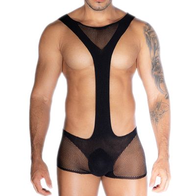 JIPKHL Men's Sexy Mankini Jockstrap Bodysuit, Breathable Thong Underwear