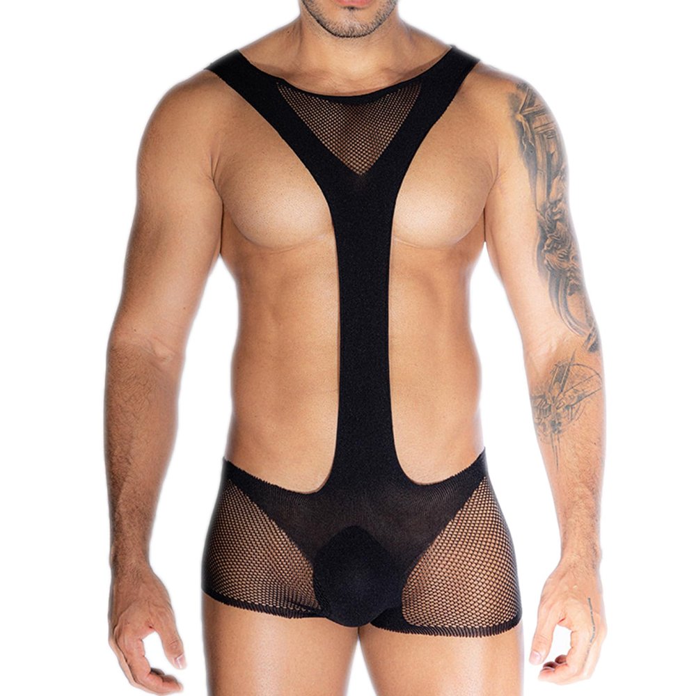 JIPKHL Men's Sexy Mankini Jockstrap Bodysuit, Breathable Thong Underwear