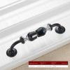 FBHFSUIEF 2-Piece Crystal Drawer Pulls, Double-Hole, Black view 2