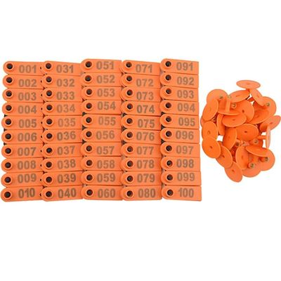 Cattle Ear Tags Set, 001–1000 Numbers, Multicolor (Orange, 801–900)