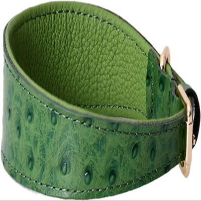 Dog Collar, Genuine Leather, Durable, Unique Design, Comfortable for Large, Medium, Small Dogs (Green, S)