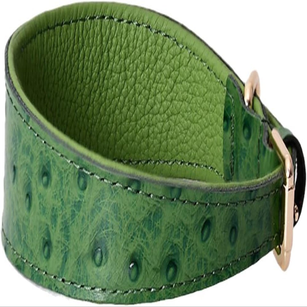 Dog Collar, Genuine Leather, Durable, Unique Design, Comfortable for Large, Medium, Small Dogs (Green, S)