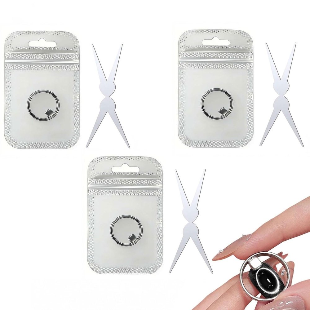 3-Piece Ring-Shaped Cat-Eye Magnet Set for Nail Art