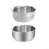 Camping Travel Rice-Washing Bowl, 304 Stainless Steel, with Drain Holes, Drip Spout and Measuring Marks (M) view 1