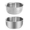 Camping Travel Rice-Washing Bowl, 304 Stainless Steel, with Drain Holes, Drip Spout and Measuring Marks (M) view 4