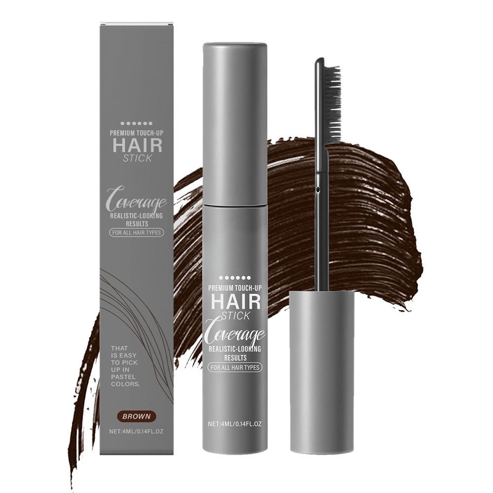 Brown Hair Mascara 4 mL, Hair Stick for Covering Roots and Gray Hair