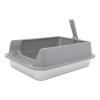 Toyvian Stainless Steel Cat Litter Box with Lid, Non-Slip Base, Modern Design view 1