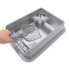 Toyvian Stainless Steel Cat Litter Box with Lid, Non-Slip Base, Modern Design view 4