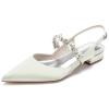 HNVAVQ Women's Bridal Slingback Shoes, Rhinestone Strap, Pointed Closed-Toe, 2.5 cm Heel, White/Ivory view 1