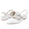 HNVAVQ Women's Bridal Slingback Shoes, Rhinestone Strap, Pointed Closed-Toe, 2.5 cm Heel, White/Ivory view 2