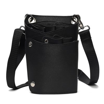 fztonk Large-Capacity PU Leather Hairdressing Scissor Bag with Shoulder Strap