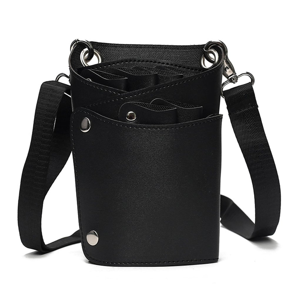 fztonk Large-Capacity PU Leather Hairdressing Scissor Bag with Shoulder Strap