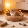 APGLSXY Woven Cat Basket, Scratching Post and Bed view 2