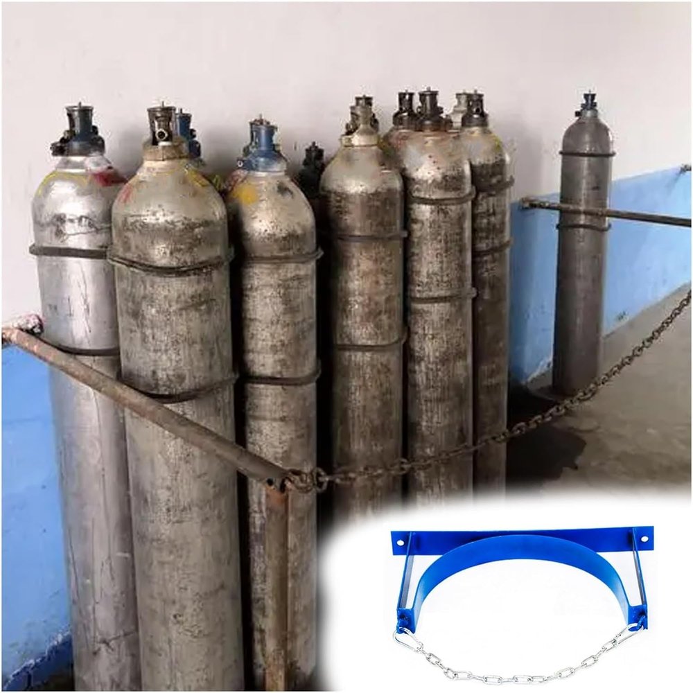 LNNNW Oxygen Cylinder Holder, Gas Cylinder Rack with Chain for Nursing Homes and Factories (13.8 in Long)
