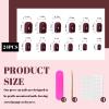 LunarCharm 24 Burgundy Press-On Nails, Extra Short, Glossy Jelly Gel, Round view 2