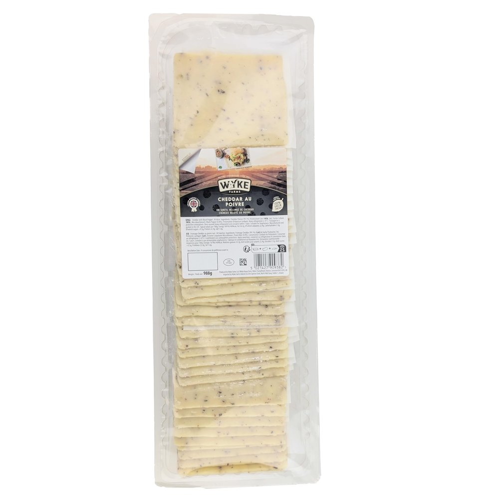 WYKE Cheddar Cheese with Black Pepper, 38 Slices, 980 g Large Pack
