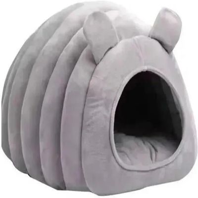 Cozy Plush Cat Bed for Kittens and Small Dogs (Gray)