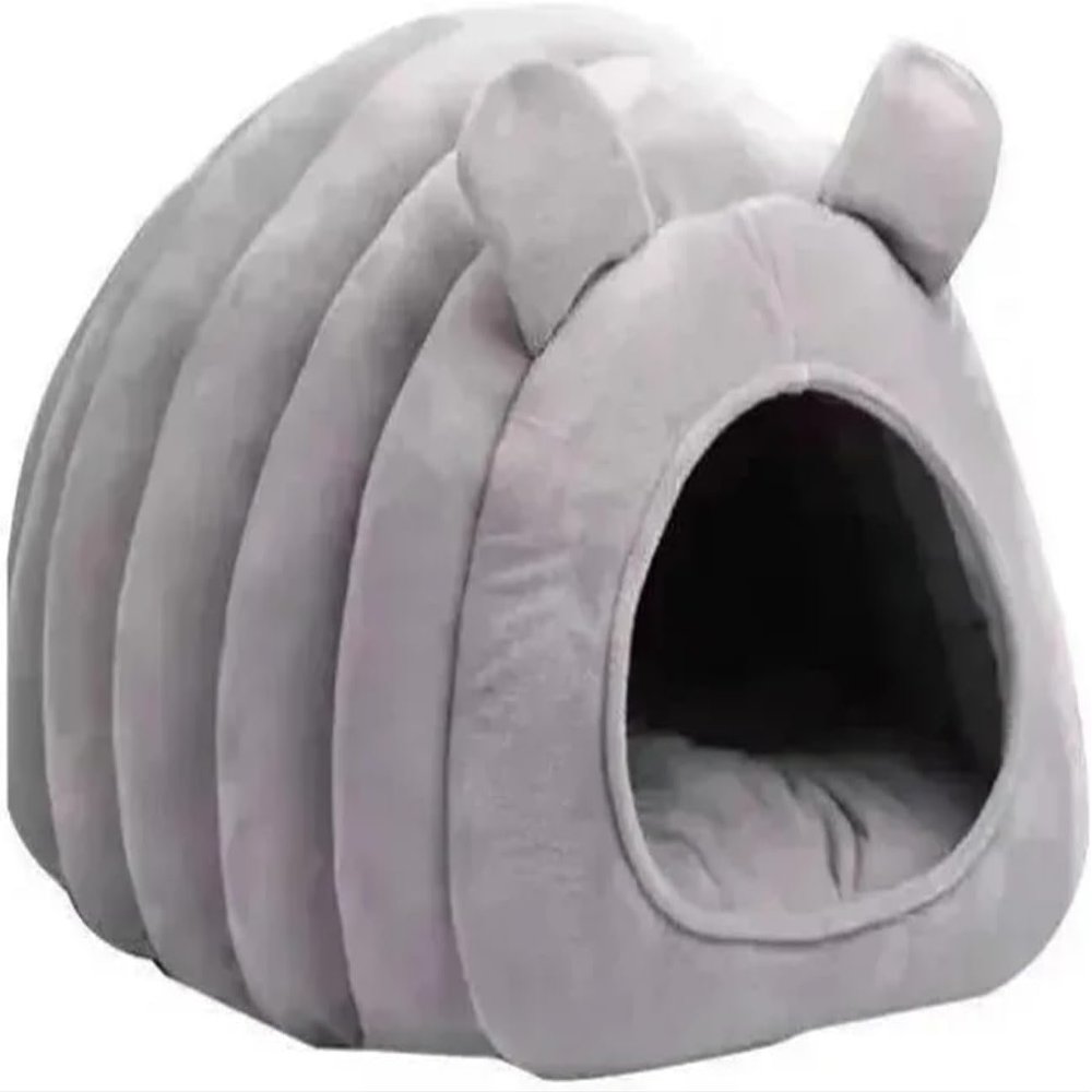 Cozy Plush Cat Bed for Kittens and Small Dogs (Gray)