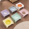 Modular Pet Cube Bowl Stand for Cats and Dogs with Ceramic Bowl (Orange) view 2