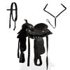 Lumanois Western Saddle with Halter and Breast Collar, Genuine Leather, 13 in, Black, 6.52 kg view 2