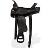 Lumanois Western Saddle with Halter and Breast Collar, Genuine Leather, 13 in, Black, 6.52 kg view 4