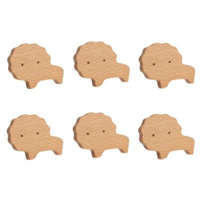 NLQCSXWEP Animal-Shaped Beech Wood Cabinet and Drawer Knobs, 6-Pack