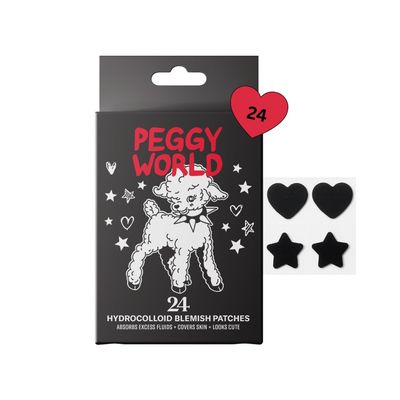 Peggy World Hydrocolloid Acne Patches, 24 Holographic Star and Heart Patches for the Face