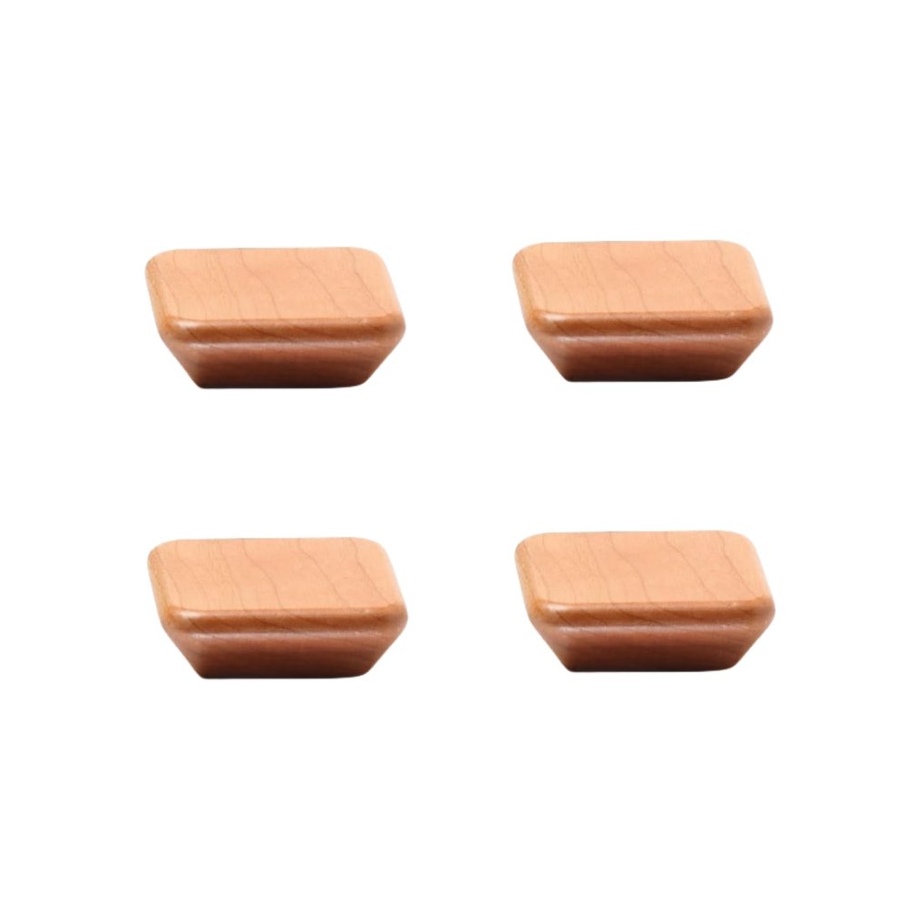 NLQCSXWEP Square Wooden Cabinet Knobs, Multicolor, Single-Hole, 4-Pack (Cherry, 60 mm)
