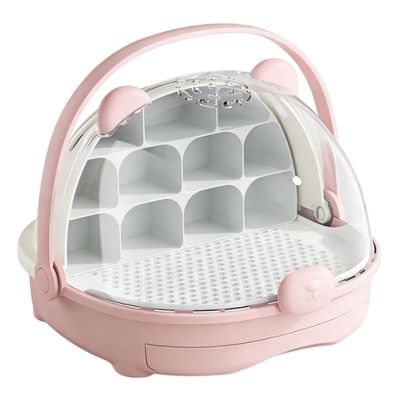 FQRDKT Silkworm Observation Box, Transparent PP Breeding Container with Ventilation Holes, Pink