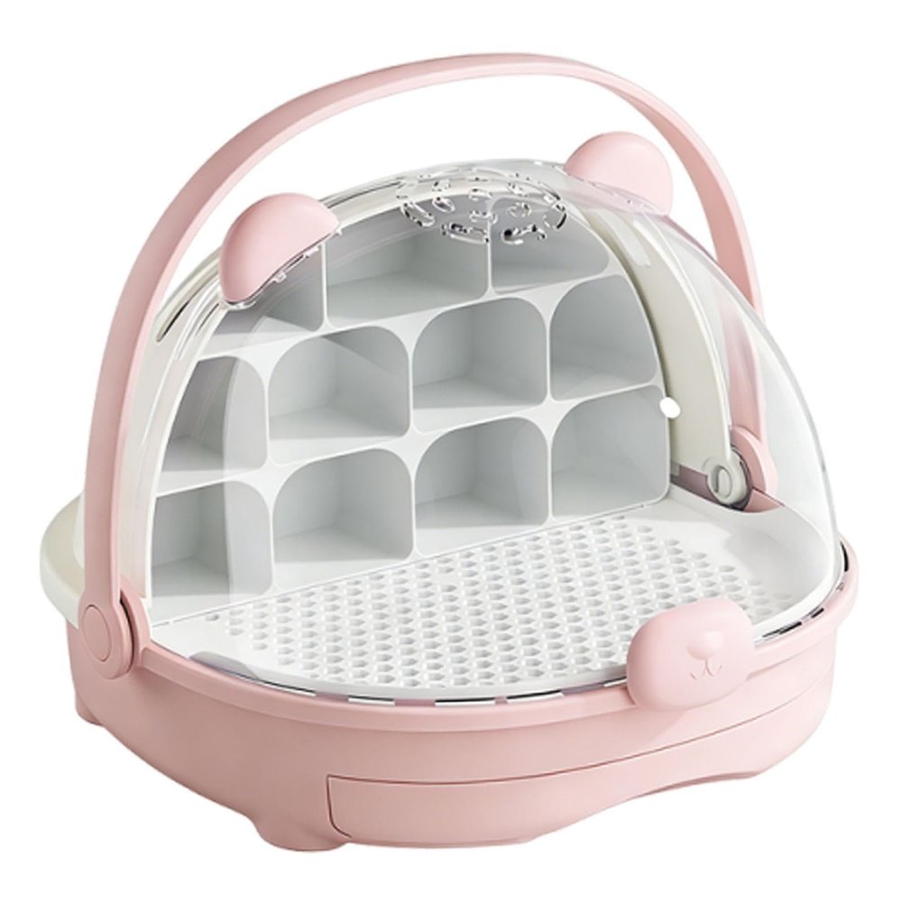 FQRDKT Silkworm Observation Box, Transparent PP Breeding Container with Ventilation Holes, Pink