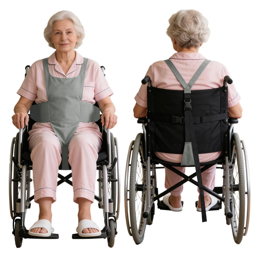 Monduelle Men's Bodysuit for Disabled and Elderly Patients, Safety Fixation Strap, Gray, One Size