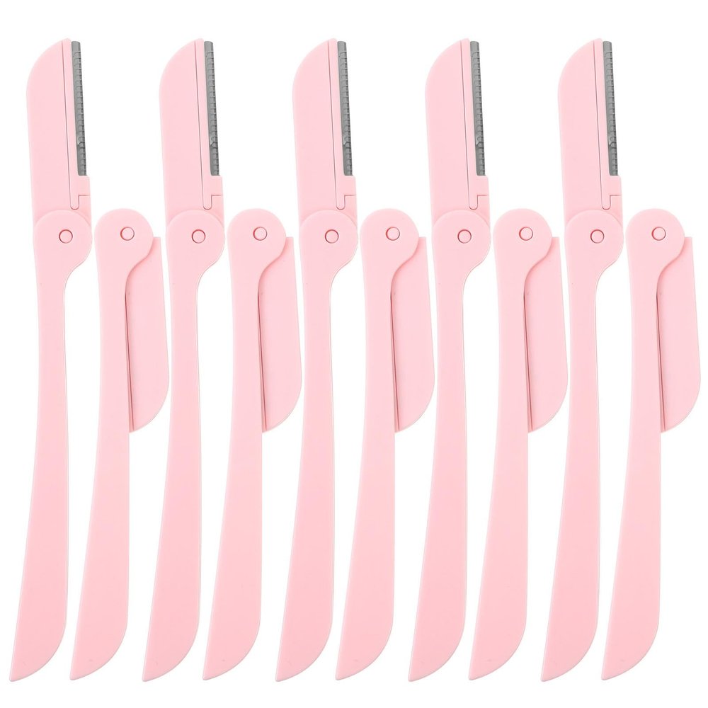 ULTECHNOVO Folding Eyebrow Razors, Stainless Steel and ABS, 10-Pack