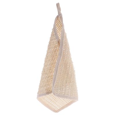 EXAOMBLE Soft Ramie and Cotton Exfoliating Washcloth with Short Hanging Loop, Khaki