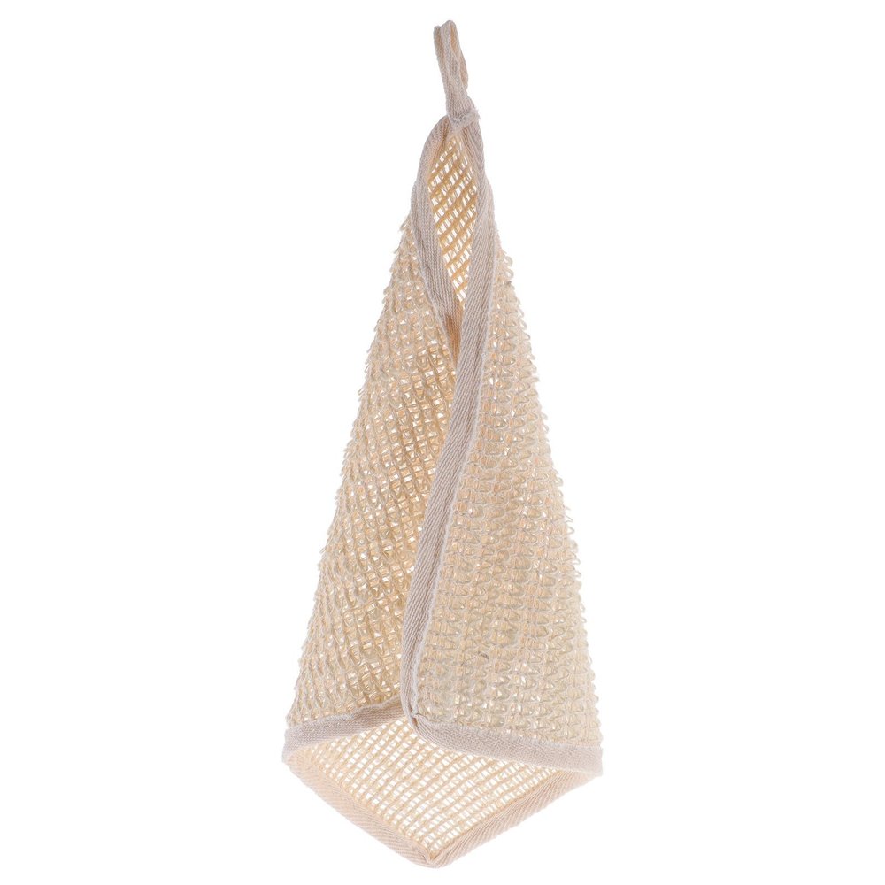 EXAOMBLE Soft Ramie and Cotton Exfoliating Washcloth with Short Hanging Loop, Khaki