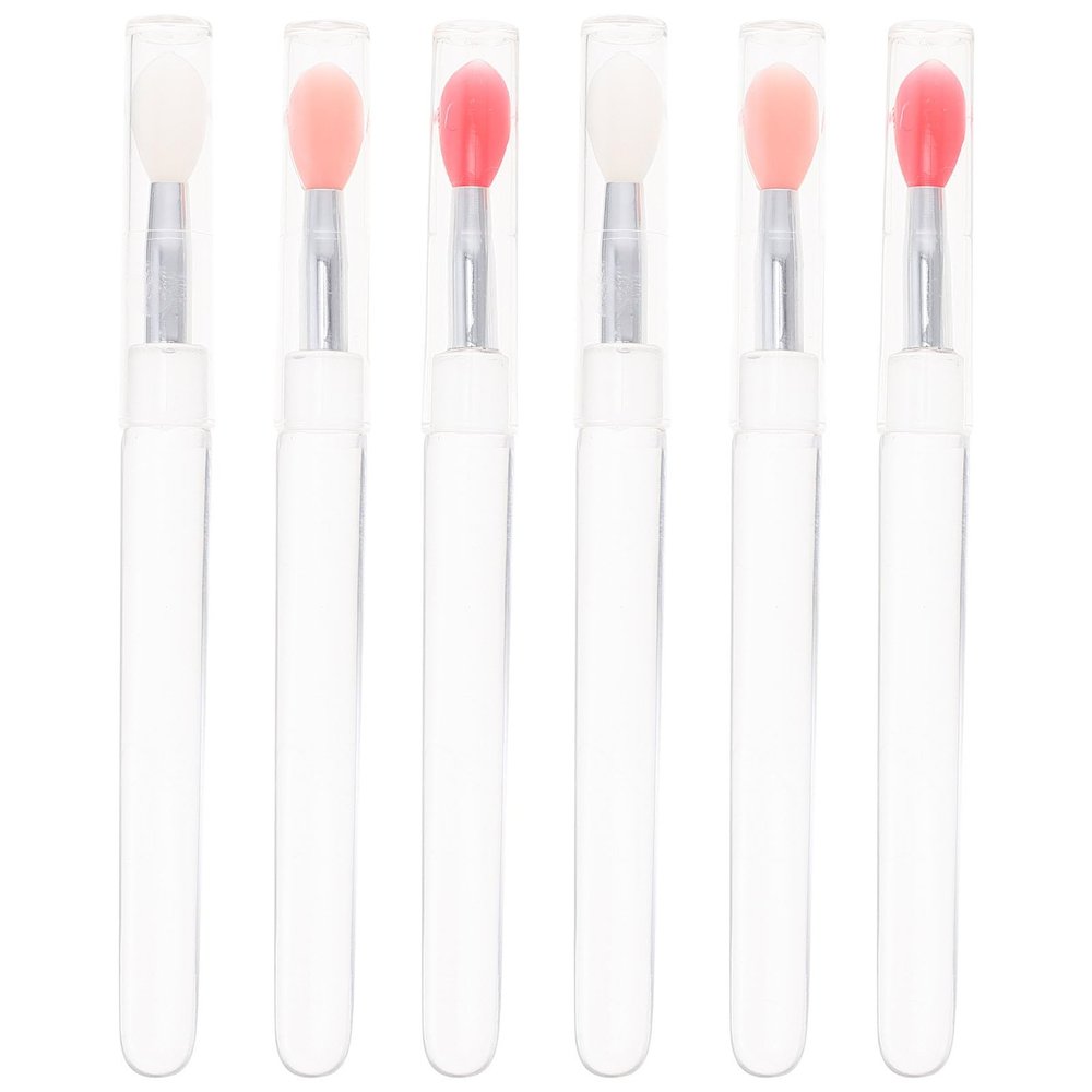 HEATSHAKING Portable Silicone Lip Brushes with Caps, 6-Pack