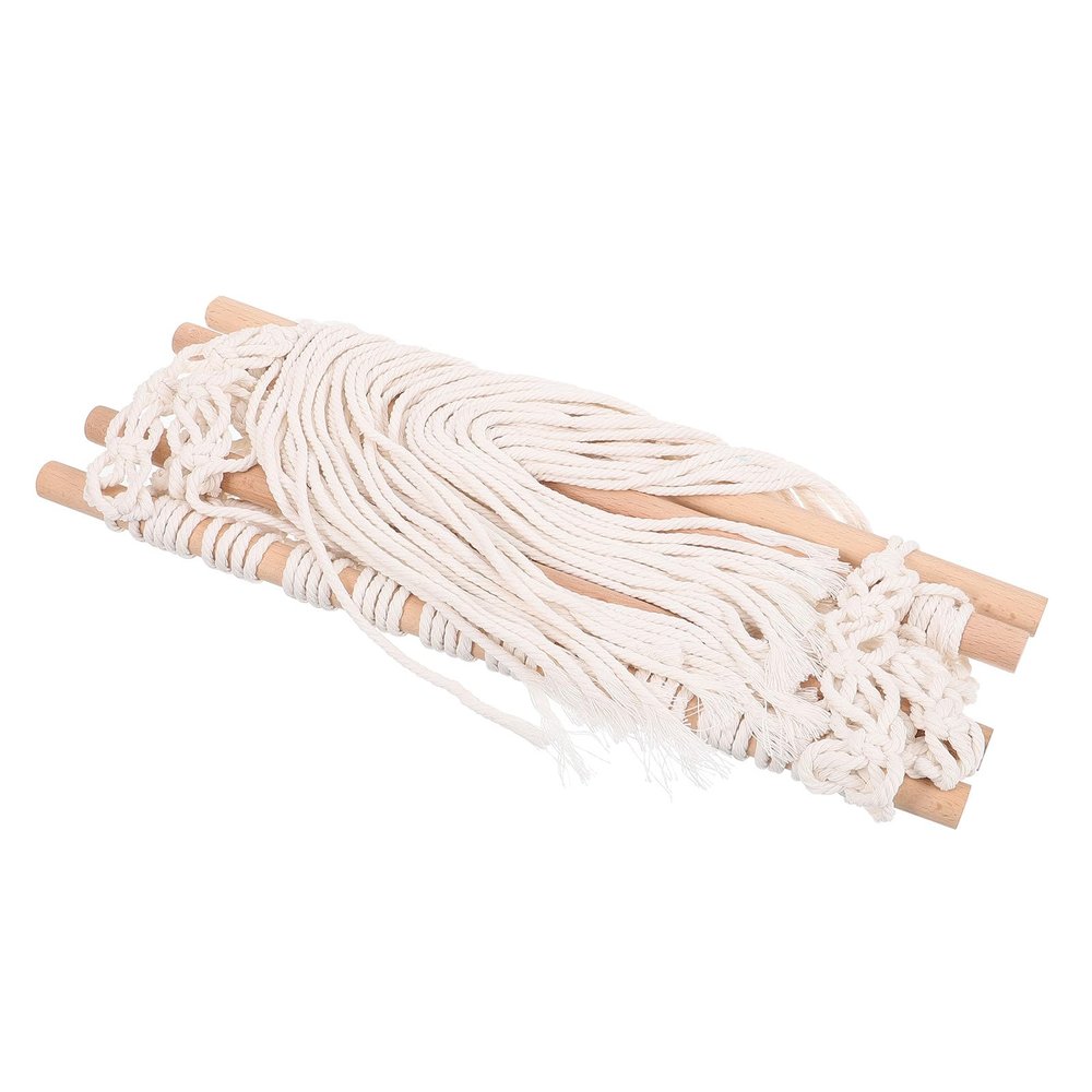 BETOOKY Rustic Macramé Hair Accessory Organizer, Cotton Rope and Wood, Hanging Hair Bow Holder for Bedrooms and Nurseries