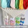 BETOOKY Rustic Macramé Hair Accessory Organizer, Cotton Rope and Wood, Hanging Hair Bow Holder for Bedrooms and Nurseries view 4