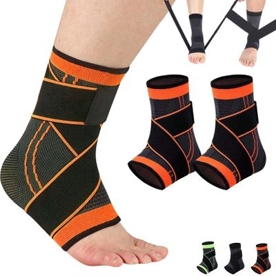 Leyof 1/2 Pair Striede Activesole 2.0 Ankle Brace, Unisex, Comfortable and Breathable with Compression Strap, Ideal for Running, Basketball and Fitness Training (Orange, XL)