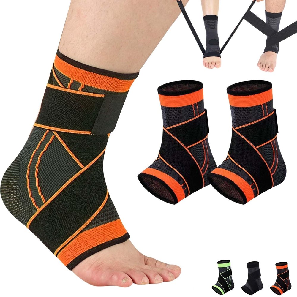 Leyof 1/2 Pair Striede Activesole 2.0 Ankle Brace, Unisex, Comfortable and Breathable with Compression Strap, Ideal for Running, Basketball and Fitness Training (Orange, XL)