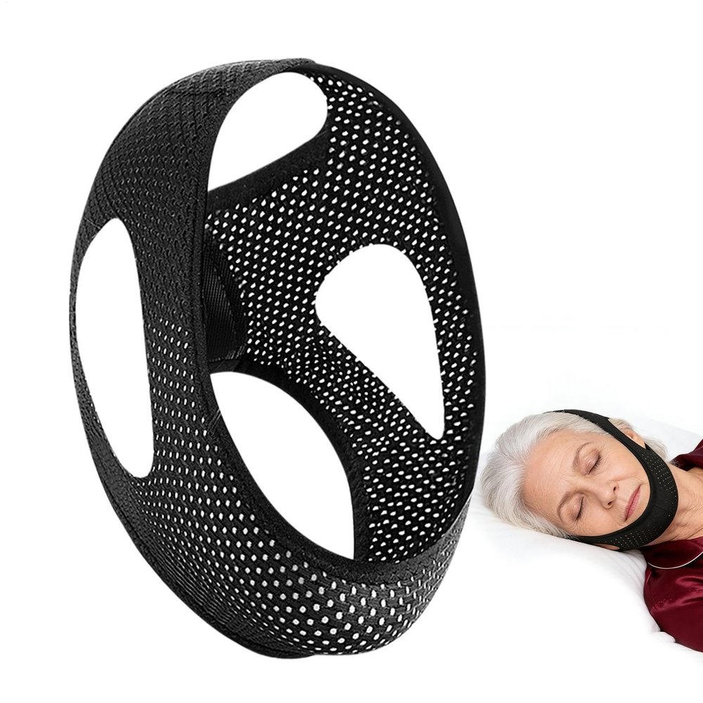 Sleep Chin Strap, Elastane, 54 x 25 cm, Adjustable Anti-Snoring Support