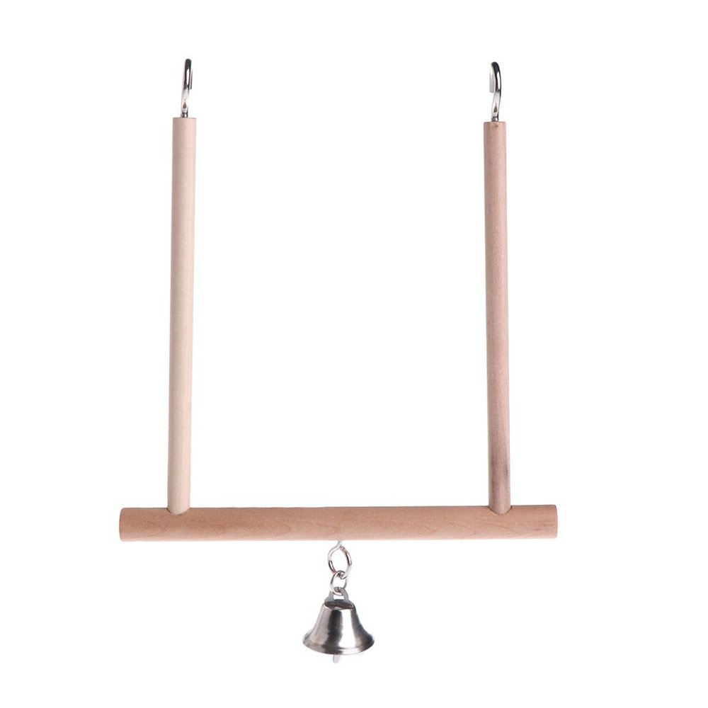 Wooden Swing Perch with Metal Hook for Birds