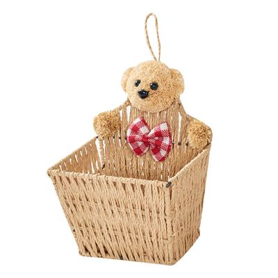 ibasenice Hanging Synthetic Storage Basket with Cute Bear Design for Organizing Small Items in the Bedroom or Living Room