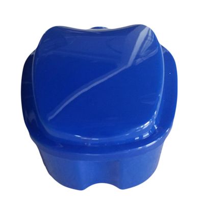 Warmhm Plastic Denture Containers, 2-Pack, Random Color, with Strainer and Hinge, Portable Storage Box, Blue